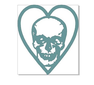 Heart with skull 44x50mm pack of 10